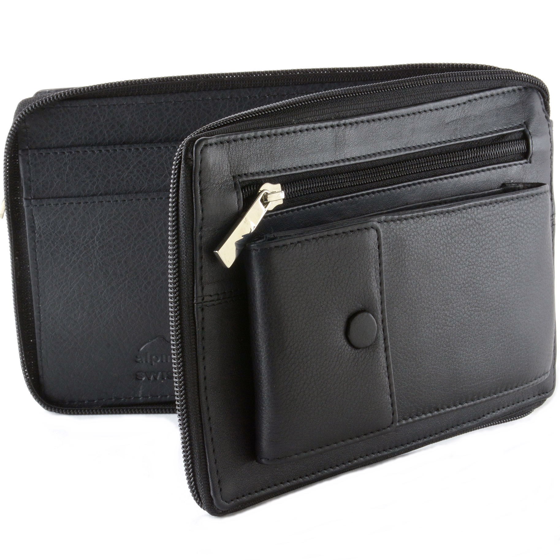 Alpine Swiss Men's RFID Blocking Leather Clutch Bag Travel Case Wallet